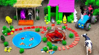 DIY making Farm Diorama with house for cow, pig | mini Aquarium | supply water for animals #22