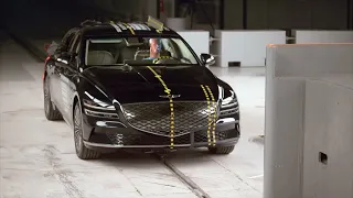 2023 Genesis Electrified G80 driver side small overlap front IIHS crash test