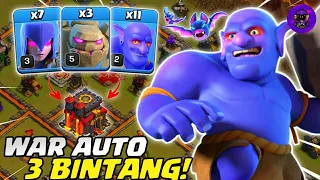 OP BANGET! GOLEM + WITCH + BOWLER + BAT SPELL (GOWIBO) - STRATEGI WAR TH 10 | COC INDONESIA