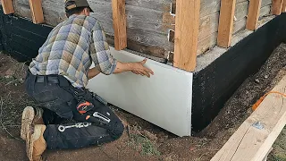 Exterior Insulation for Existing Foundation Walls | Log Cabin Renovation