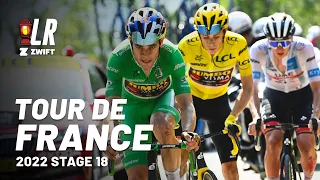 Pogačar Crashes Before Hautacam Showdown | Tour de France Stage 18 2022 | Lanterne Rouge x Zwift