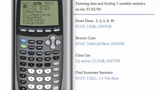 Entering Data and 1-Variable Statistics (TI-84 & TI-83)