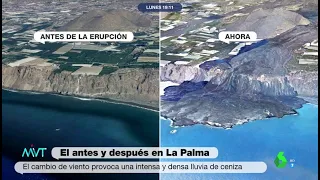 La destrucción del volcán de La Palma: el antes y el después - Más Vale Tarde
