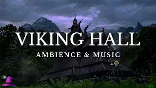 Fantasy Viking Hall Ambience 🪓 | Norse Viking Music & Ambience - Great Hall Sounds, ASMR, Thunder