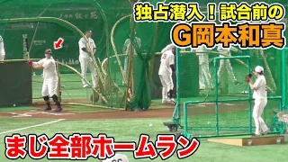 巨人の4番 岡本和真選手のフリー打撃！これがHR王の技術…全部ホームラン