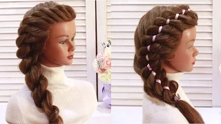 Simple hairstyles for graduation in kindergarten.Braids. Last call.