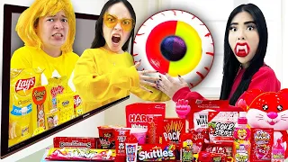 RED VS YELLOW FOOD CHALLENGE FOR 24 HOURS | EATING ONLY 1 COLOR OF FOOD BY SWEEDEE