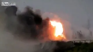 Syrian army  T-72 Tank hits a mine and promptly cooks off a few seconds later