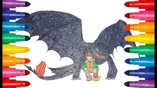 How to train your Dragon Toothless and Hiccup coloring Как приручить дракона раскраска