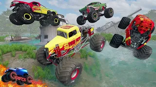 Monster Jam INSANE Monster Truck Mud Battle | BeamNG Drive - Grave Digger