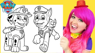 Coloring PAW Patrol Marshall, Chase, Skye & Everest | Pencils