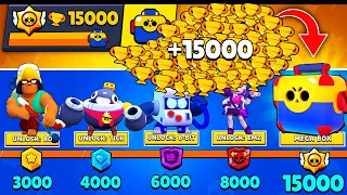 NONSTOP to 15000 TROPHIES Without Collecting TROPHY ROAD + Box Opening - Brawl Stars