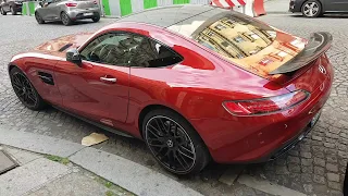 2017 red mercedes AMG GT c190 v8 biturbo 476 ch in Paris France