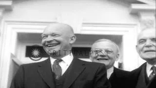 President Eisenhower bids farewell to Prime Minister of Canada, Louis St. Laurent...HD Stock Footage