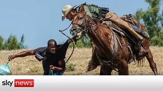 U.S. border control whip and push Haitian refugees into Rio Grande