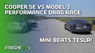 Model 3 Performance vs MINI Cooper SE Drag Race