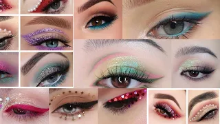 different designs of eye makeup...with different eyeliners.....2024 👍