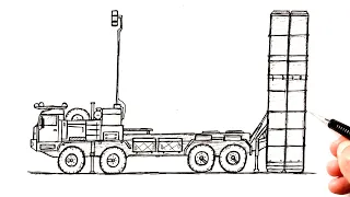 How to draw a S 400 Triumph Air Defence Missile System | Military drawing