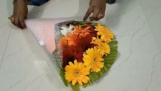 Natural flower bouquet ||how to make  flowers arrenge step by step||Bouquet gift easy idea at home💝🎁