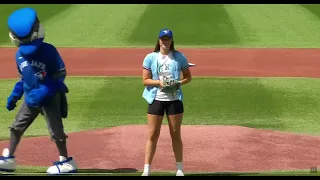 Jaida Lee first pitch Bluejays game