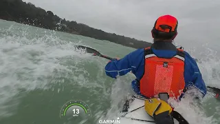 Carbonology Boost double Surfski getting some bumps