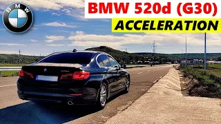 BMW 520d (G30) acceleration 1/4 mile, 0-100, 60-100, 80-120 with GPS results | RWD | 2018 model year