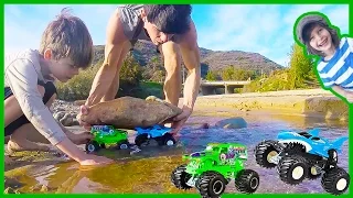 Monster Trucks Build a Dam