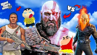 GHOST RIDER Fights KRATOS for FRANKLIN, SHINCHAN and CHOP in GTA 5 | KRATOS vs GHOST RIDER | AMAAN-T