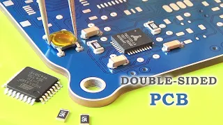 PCB prototyping with UV solder-mask. High precision PCB double-sided. Chips QFN36 and ATMEGA 328P-AU