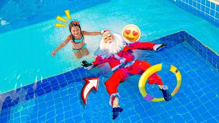 LAYRA ENSINOU O PAPAI NOEL A NADAR NA PISCINA FUNDA!