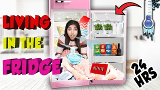 LIVING in my FRIDGE for 24 Hours *Gone Haunted*😨😩