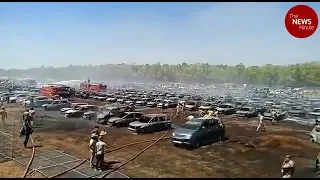 Aero India 2019: Around 300 cars gutted as fire breaks out in parking lot