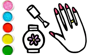 Nail Polish Hand Drawing, Painting, Coloring for Kids & Toddlers | Let's Draw, Paint Together