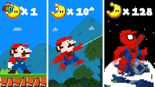 Super Mario Bros. but every Moons make Mario JUMP MULTIPLIES for SPIDERMAN? | Game Animation