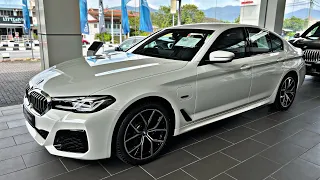 2023 BMW 530e M Sport white color (5 Series) | exterior and interior design walkaround