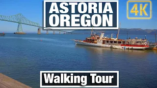 4K City Walks - Walk Astoria Riverwalk Oregon - Virtual Travel Walking Trails for Treadmill Scenery