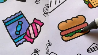 ASMR colouring in with alcohol markers for 10 minutes 🍬🍭🥪