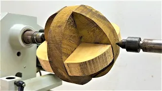 Excellent Woodworking Skills With Great Creative Design By The Carpenter Working On A Wood Lathe