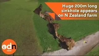 Huge 200m long sinkhole appears on New Zealand farm