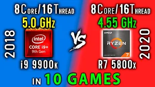 i9 9900k OC vs Ryzen 7 5800x Test in 10 Games or R7 5800x vs i9 9900k 5.0 GHz + DDR4 4266 MHz