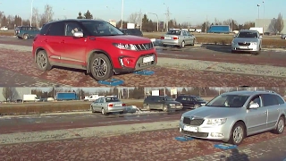 Skoda Superb MT 4x4 vs Suzuki Vitara S AT 4x4- diagonal side front test on rollers