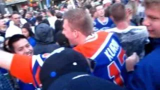TRUE Oilers fan in downtown Vancouver. Stanley Cup Playoffs 2011