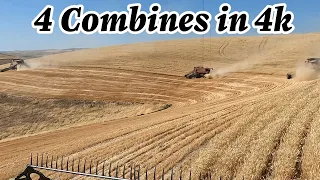 Four Combines Cut Steep Land