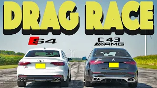 2023 Mercedes C43 AMG vs 2022 Audi S4, close call  Drag and Roll Race .