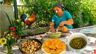 Granny Baked Dolma and Walnut Biscuits in the village