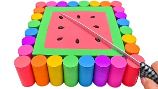 Satisfying Video | How To Make Rainbow Square Cake from Kinetic Sand Cutting ASMR | Zic Zic #2