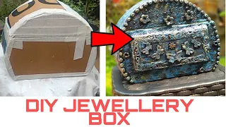 DIY Beautiful jewellery box with clay cement and cardbord/ jewellery box craft ideas/ room decor