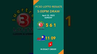 Lotto Result Today 5PM April 23, 2023 Swertres Ez2 #shorts