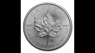 Срібна інвестиційна монета канадський Кленовий лист 2021 р. 1 унція 31,1 г чистого срібла
