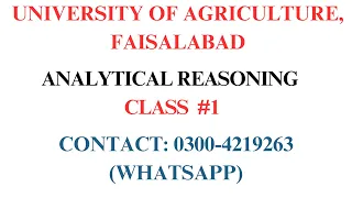 UAF MPhil & PhD Test Preparation Class 1 | UAF MPhil and PhD Admissions  | Analytical reasoning